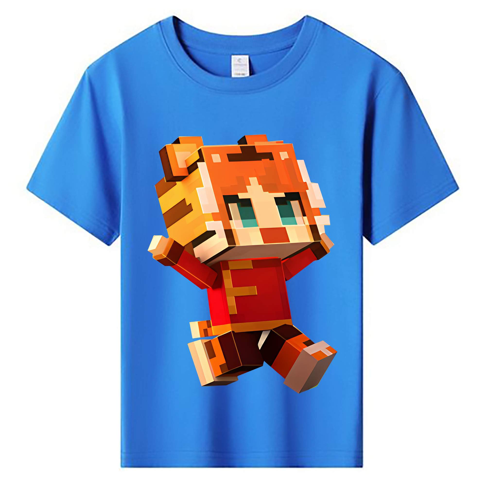 （画像用） マインクラフト ブロックの世界 Minecraft MC Block world 綿100％キッズTシャツ（フロントプリント）
